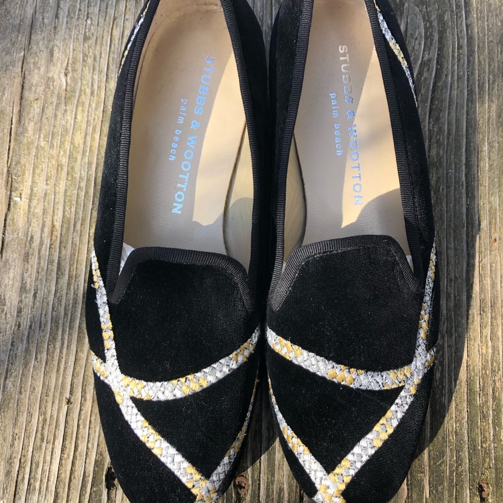 Stubbs & Wootton Black velvet Loafers, women’s size 7.5
